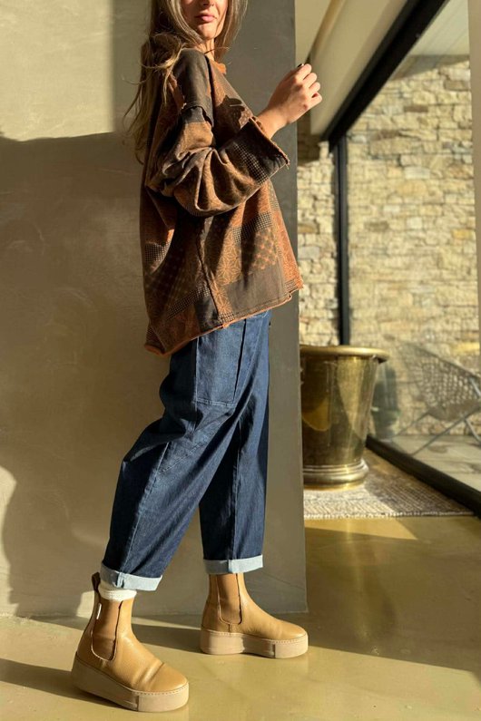 Hippie Shake Patchwork Sweatshirt Rust